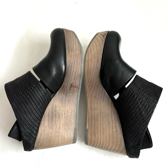 Coclico Harlen Wedge Platform Clogs Leather Wooden Shoes Black Size 6/36 - Picture 16 of 17